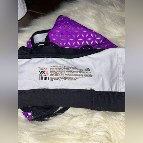 Victoria’s Secret Sports fushia/nude/black sports bra sz Medium - Picture 3 of 3